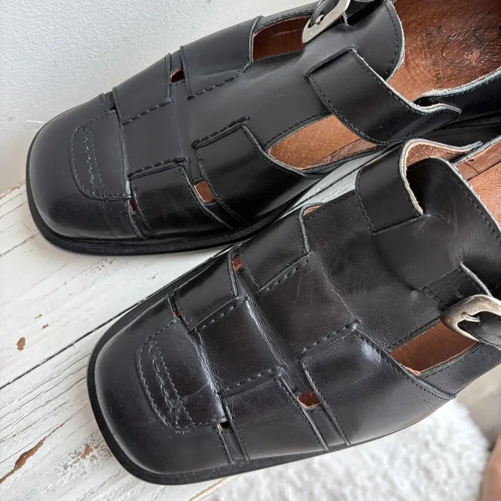 VTG Leather Fisherman Sandals Mens 9.5 Italy Quiet Luxury Coastal Mediterranean